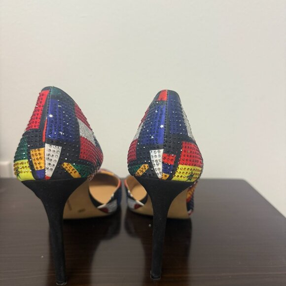 I N C International Flag Inspired World Cup Rhinestone D'Orsay Pumps Heels - Picture 5 of 9